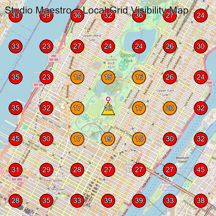 Studio Maestro GeoGrid visibility map for Dance School in 246 Columbus Ave